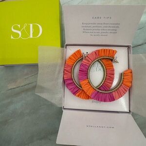 Stella & Dot Ombre Raffia Hoop Earrings